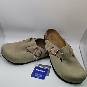 Birkenstock Light Brown Suede Clogs